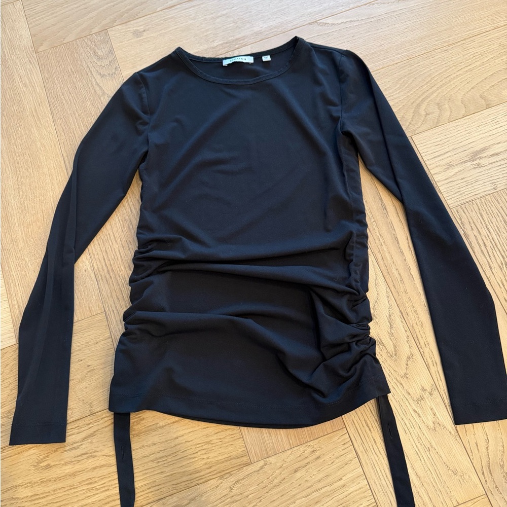 Babaton Black Ruched Long Sleeve Top